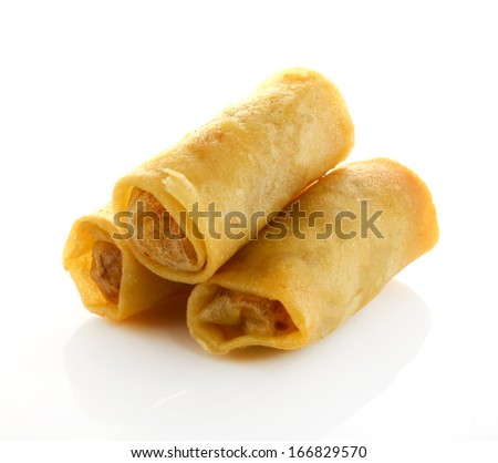 Spring Roll also known as Egg Roll isolated on white.
