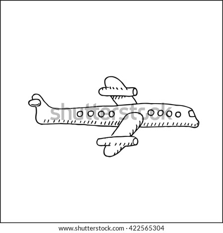 plane in the sky vector hand drawn sketch illustration