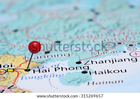 Hai Phong pinned on a map of Asia