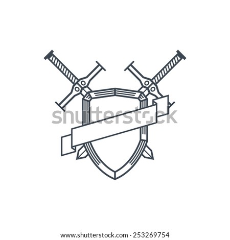 Shield Sword Sketch Style Vector Illustration Stock Vector 396714556 ...