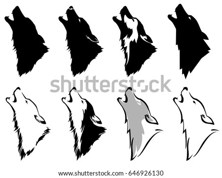 set the head of a wolf silhouette and styling the head for your design