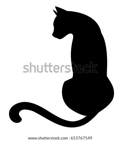 Black Cat Silhouette On White Background Stock Vector 653767549