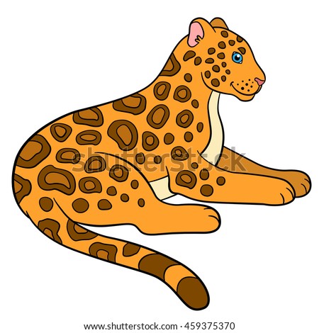 Cartoon Animals Kids Cute Jaguar Lays Stock Vector 459375370 - Shutterstock