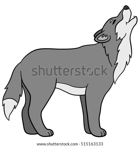 Cartoon Animals Beautiful Wolf Stands Howls Stock Vector 515163133 ...