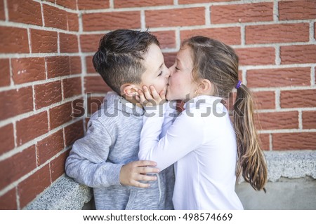 First Love Kiss Two Happy Cute Stock Photo (Royalty Free ...