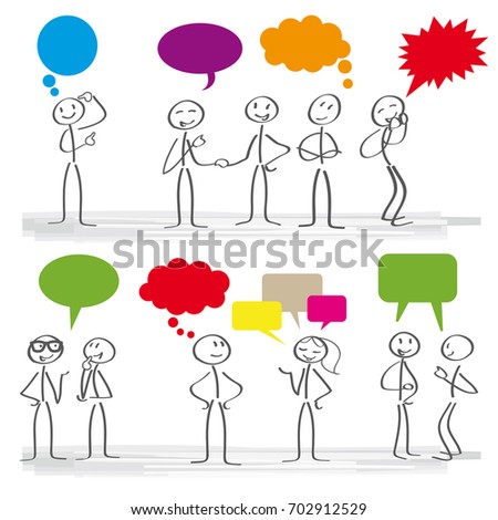 Stick Figures Colorful Dialog Speech Bubbles Stock Vector 702912529 ...