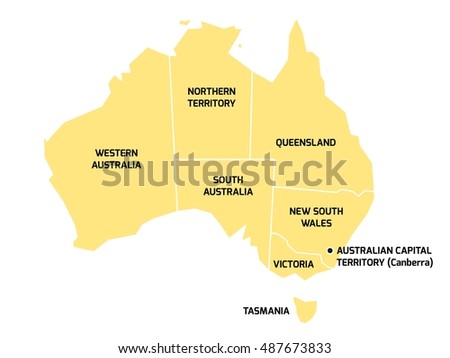 simplified map of australia divided into states and territories grey flat map with white borders
