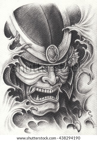 samurai warrior tattoo designhand pencil drawing stock samurai warrior tattoo designhand pencil drawing stock