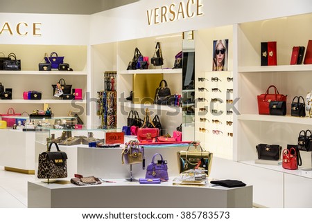 VIENNA, AUSTRIA - AUGUST 12, 2015: Gianni Versace, usually referred to as Versace, is an Italian fashion company and trade name founded by Gianni Versace in 1978.