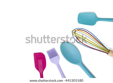 Colorful Cooking Utensils Isolated On White Stock Photo (Royalty Free ...