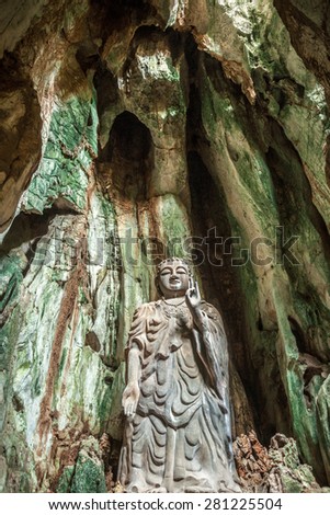 Statue of Budda in Marble Mountains complex near Da Nang city, Vietnam.