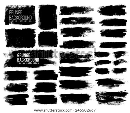 Set of Black ink vector stains
