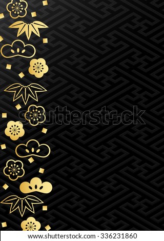 The background material for Japanese new years Pine tree, bamboo and Japanese apricot flower
