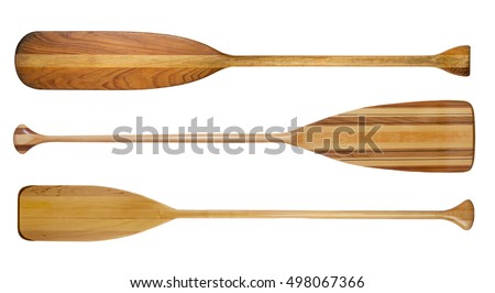 three traditional wooden canoe paddles different stock