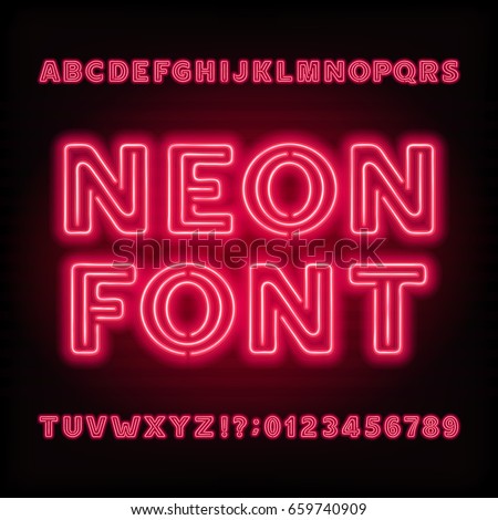 Neon Tube Alphabet Font Red Color Stock Vector 659740909 - Shutterstock