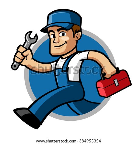 Plumber, he is running and carries a spanner in his hand