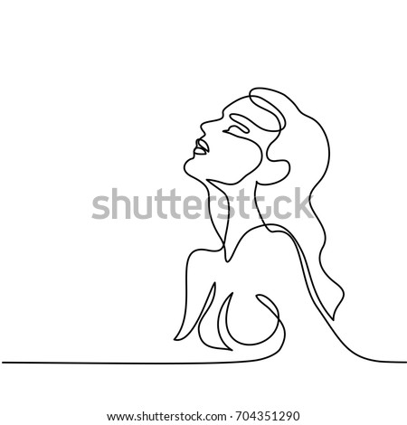 Continuous line drawing abstract portrait of a woman side view vector illustration Continuous line drawing abstract portrait of a woman side view vector illustration