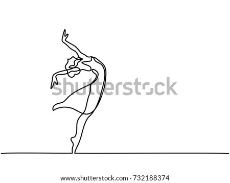 Continuous Line Art Drawing. Ballet Dancer ballerina. Vector Illustration