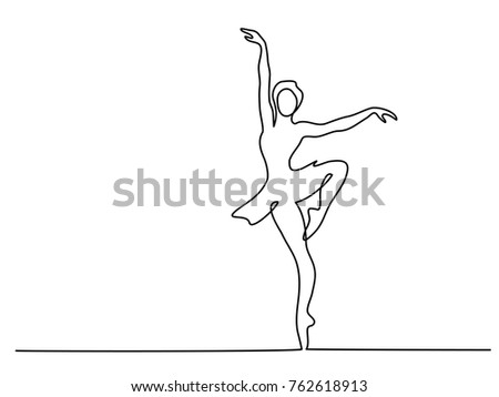 Continuous Line Art Drawing. Ballet Dancer ballerina. Vector Illustration