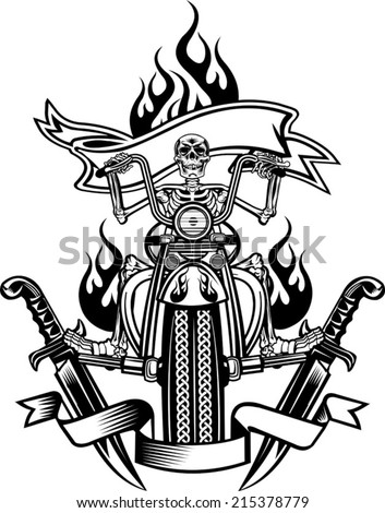 Download Skeleton On Motorcycle Stock Vector 215378779 - Shutterstock