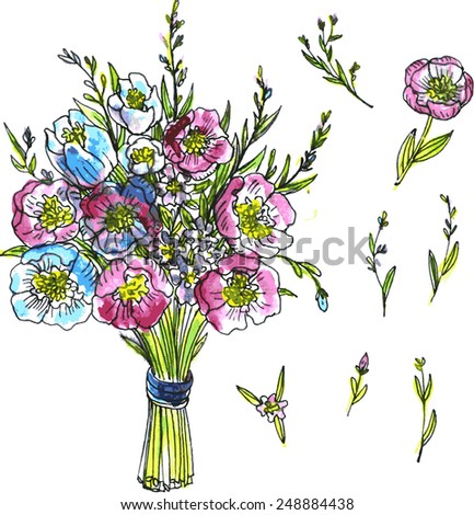 Stock Images similar to ID 93709870 - flower set highly detailed...