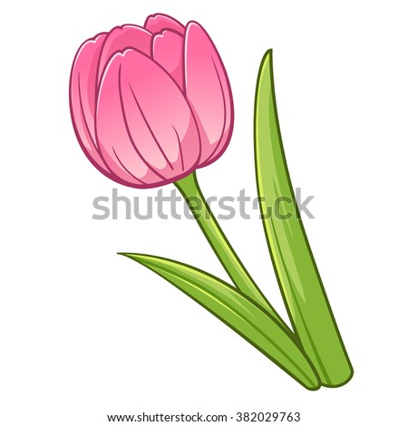 Tulip Cartoon Style Vector Art Illustration Stock Vector 382029763