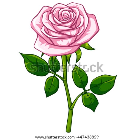 Pink Rose Cartoon Style Vector Art Stock Vector 447438859 - Shutterstock