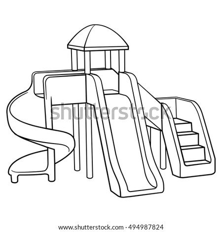 Cartoon Vector Outline Illustration Playground Slide Stock Vector ...