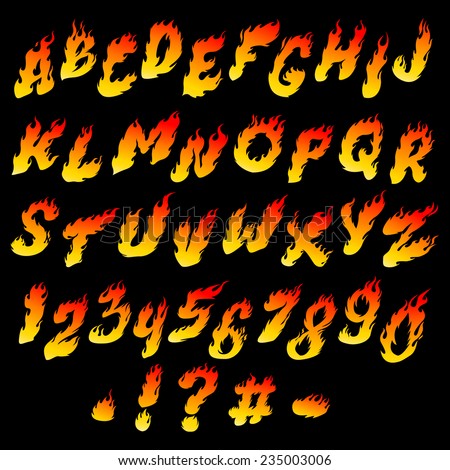 Fire Font Fiery Alphabet Numbers On Stock Vector 235003006 - Shutterstock