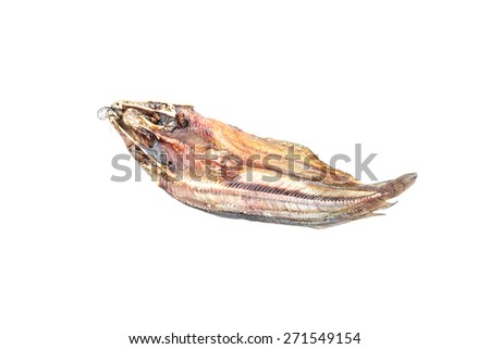 dried fishes isolated on white background.salted fish.