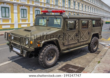 Army Jeep Pictures BANGKOK, THAILAND - JUNE 18 : army jeep on the road in front of the