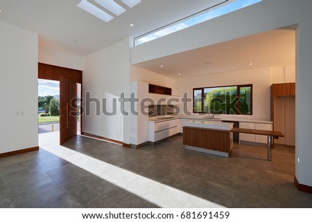 Big Empty Modern House Kitchen Stock Photo (Royalty Free) 681691459 ... Big Empty Modern House Kitchen Stock Photo (Royalty Free) 681691459 ...
