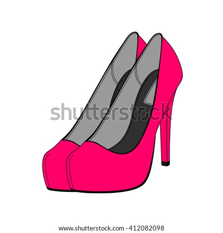 Vector Illustration Glamour Pink Shoes Valentines Stock Vector 95549707 ...