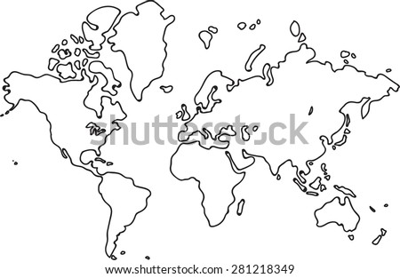 Freehand World Map Sketch On White Stock Vector 281218349 - Shutterstock