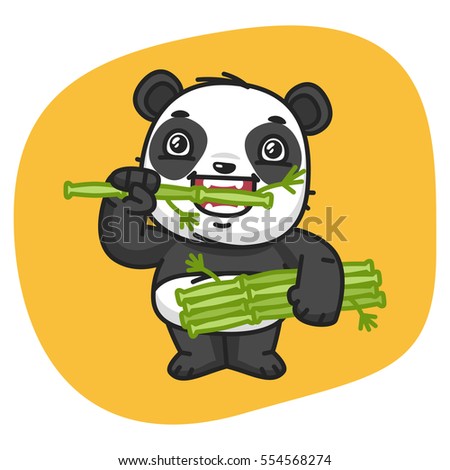 stock vector vector illustration panda eating bamboo format eps 554568274