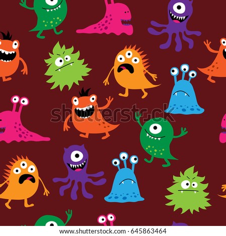 Silhouettes Cute Doodle Monstersbacteria Stock Vector 61346755 ...