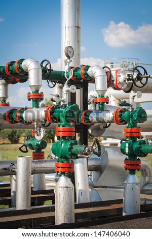 Wellhead in the oil and gas industry - stock photo