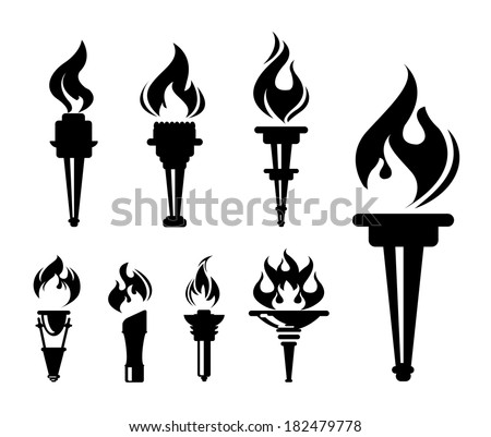 Set of torches - stock vector