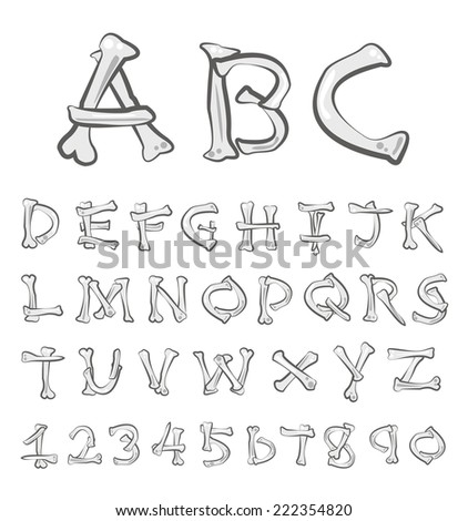 Vector Bones Alphabet Set Bones Font Stock Vector (Royalty Free ...