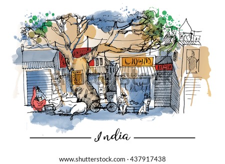 Watercolor vector background of India