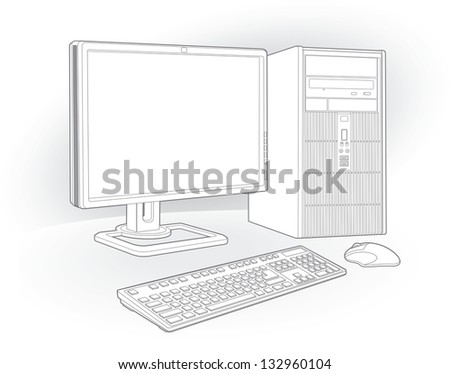 Desktop Computer Abstract Sketch Stock Illustration 102329359 ...