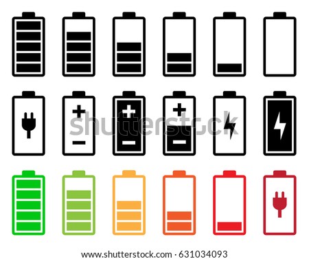 Battery Icon Set Stock Vector 631034093 - Shutterstock