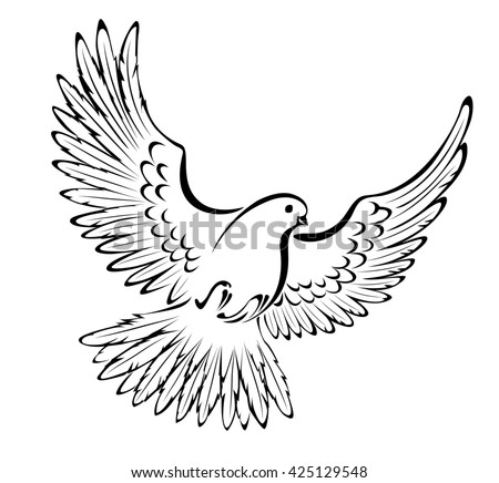 Arts Painted Flying Dove Outline On Stock Vector 141498502 - Shutterstock