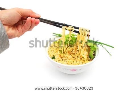 eating with instant wheat noodlesl