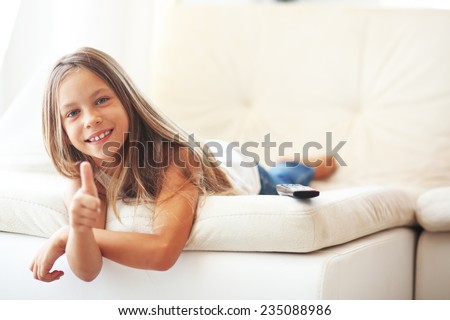 8 Years Old Child Watching  Tv  Stock Photo Edit Now 