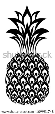 pineapple isolated on White background. Vector illustration