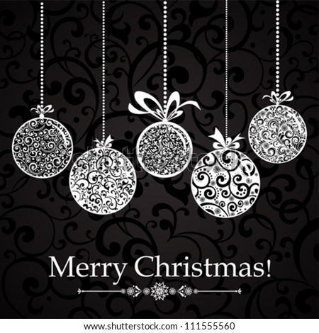 Vintage card with Christmas balls. vector illustration