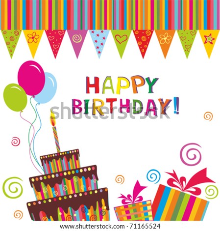 Birthday Card Celebration Red Background Gift Stock Vector 92977837 ...