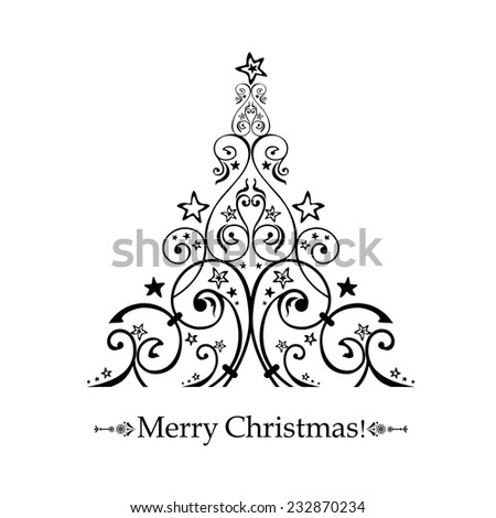 Graphic Elegant Christmas Tree Isolated On Stock Vector 229609420 ...