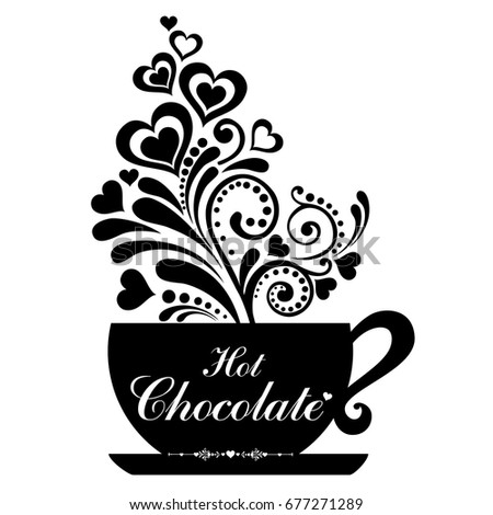 Download Hot Chocolate Cup Cup Floral Design Stock Vector 677271289 ...
